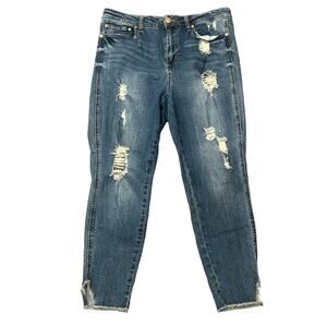 Seven7 Women's High Rise Distressed Ankle Legging Jean Medium Wash Size 14